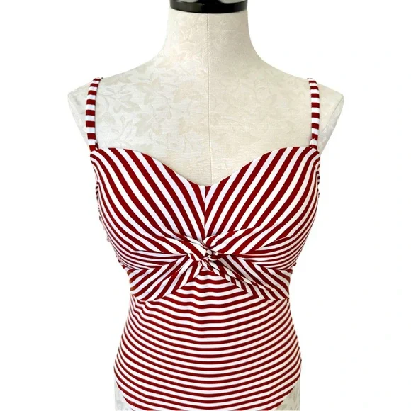 Kona Sol One Piece Striped Twist Swim Suit Size Medium - Picture 3 of 12